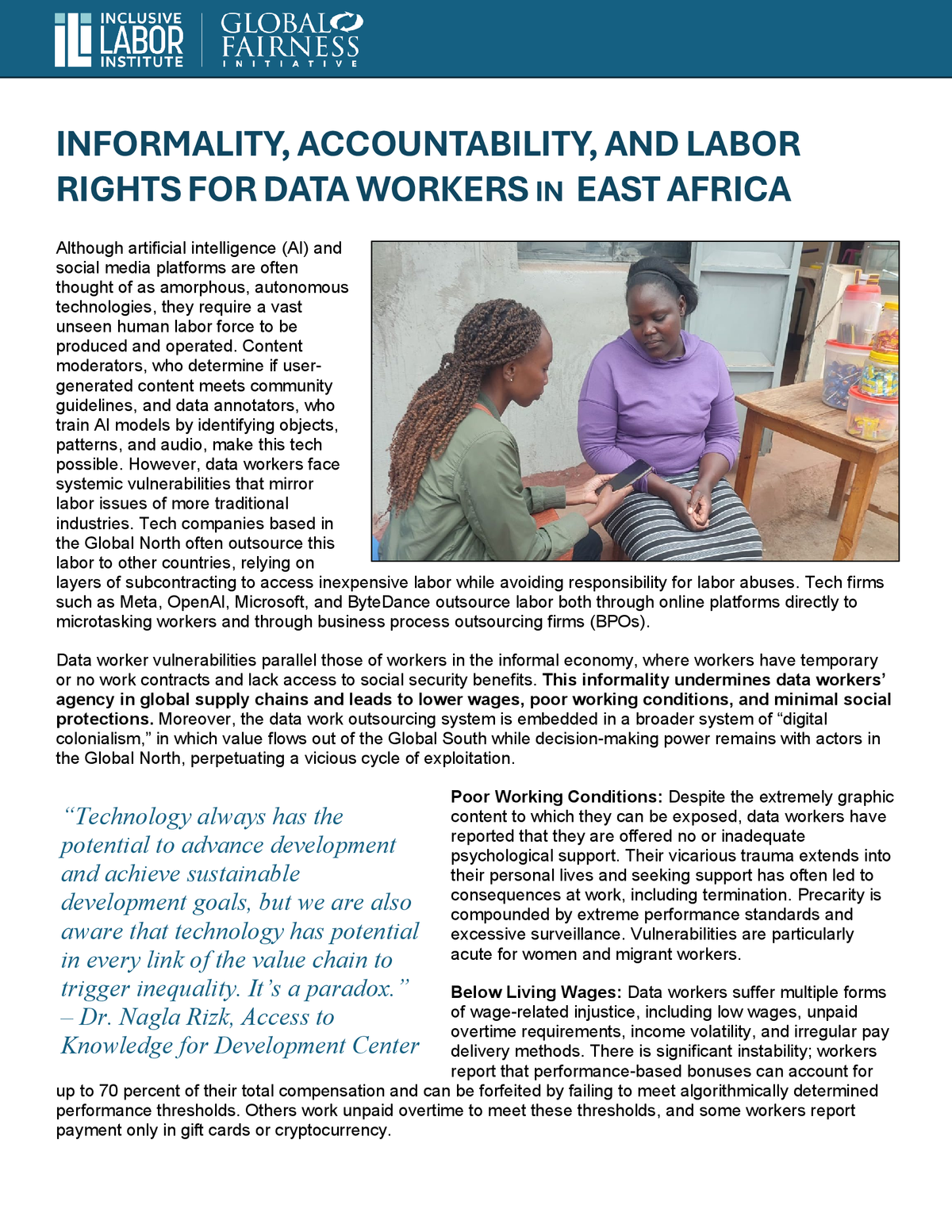 ILI Factsheet: Informality, Accountability, and Labor Rights for Data Workers in East Africa